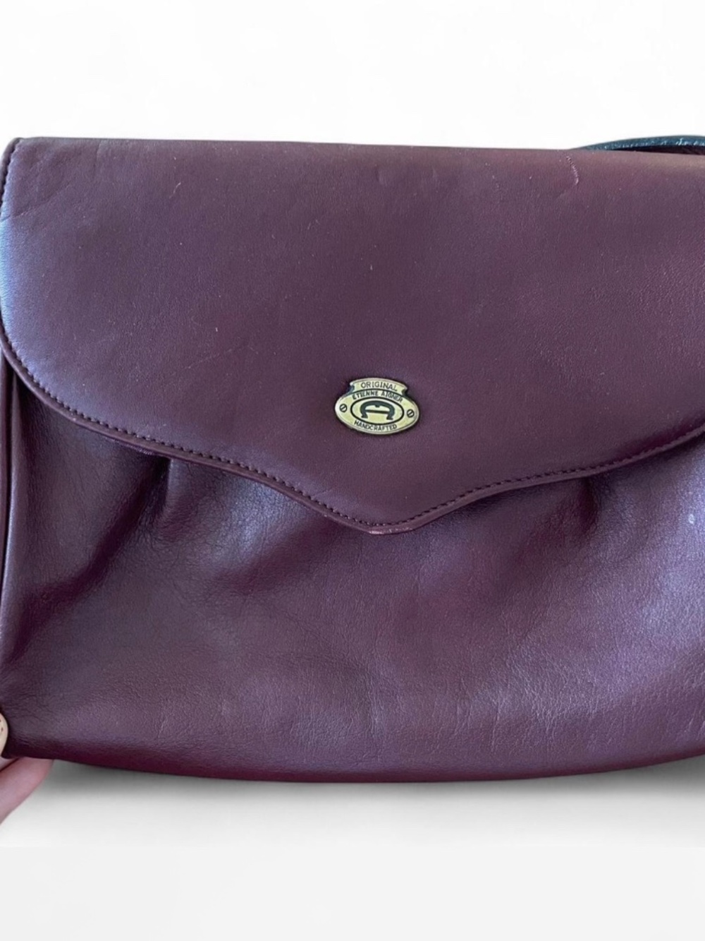 90s Vintage Etienne Aigner Oxblood Leather Crossbody Bag Classic Quiet Luxury